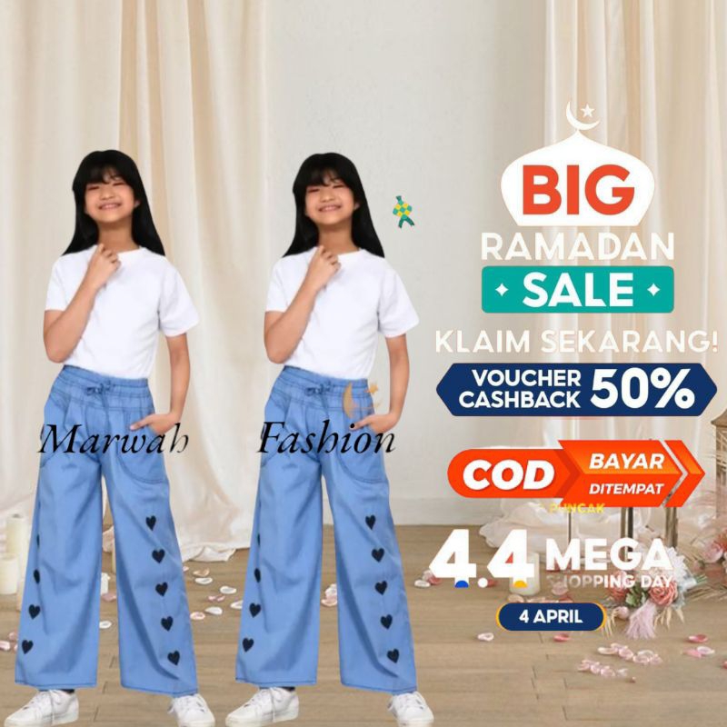 CELANA KULOT JEANS ANAK 4-16 TAHUN / JEANS ANAK PEREMPUAN  CELANA PANJANG ANAK PEREMPUAN  bawahan an