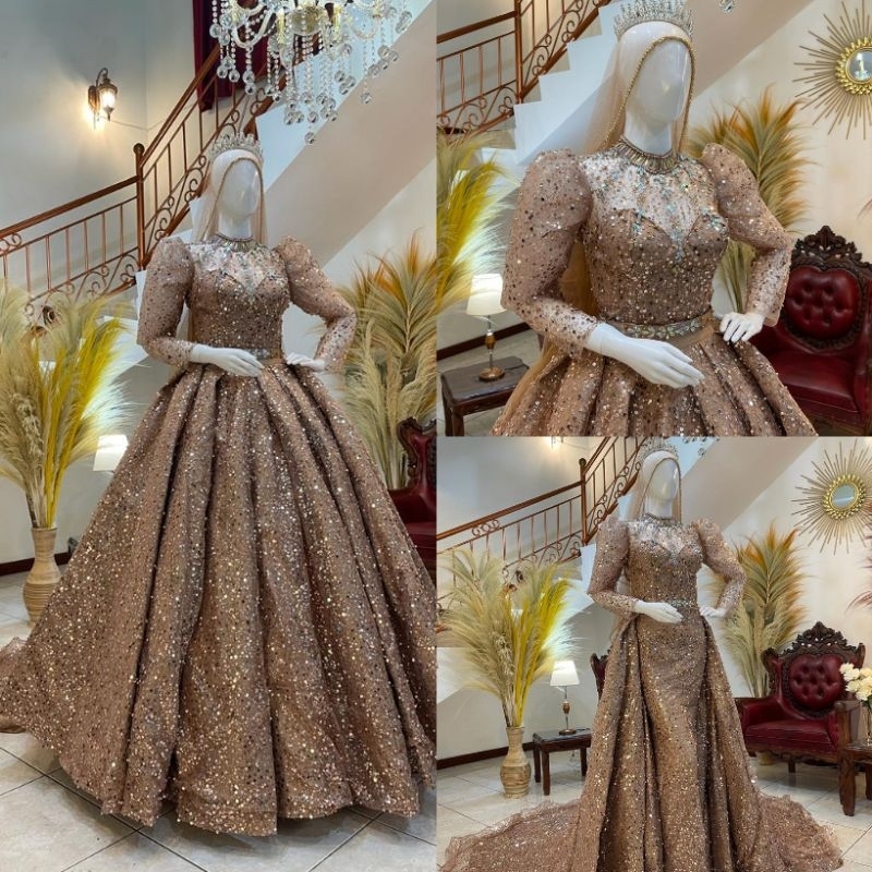 TERBARU GAUN PENGANTIN PREMIUM// GAUN BELIMBING  PAYET/BALL GAUN/GAUN TERBARU/PERLENGKAPAN PESTA/BAJU NIKAH/GAUN MODERN