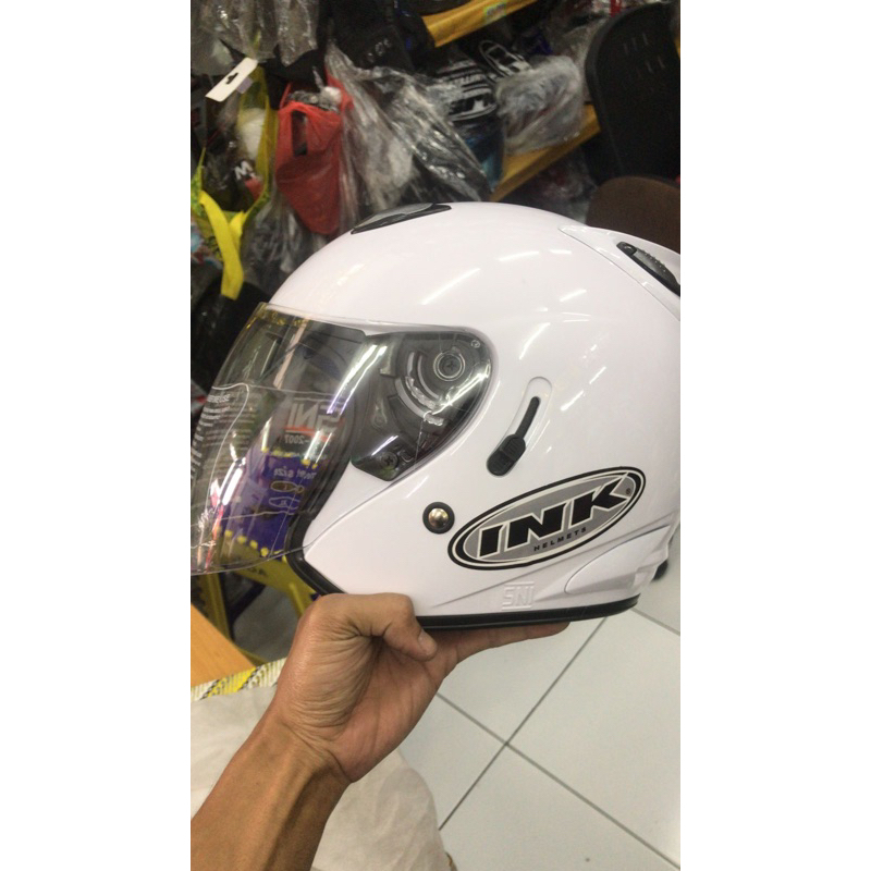 HELM INK CENTRO REPLIKA PUTIH DOUBLE VISOR