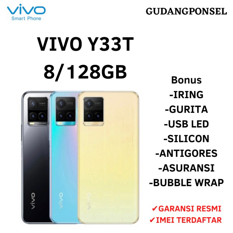 VIVO Y33T RAM 8/128GB GARANSI RESMI VIVO + BONUS