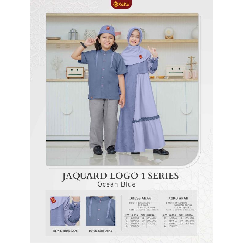 Baju gamis anak sarimbit Keke Jaquard logo 1 keke