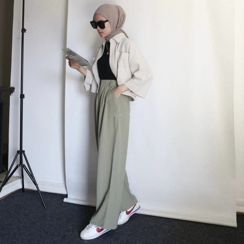 Rozel Pants - Celana Kulot Wanita Loose Pants Trousers - Celana Anti Kusut - Celana Kantor Formal / Casual