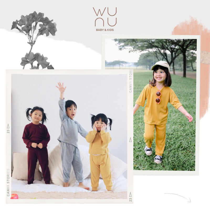 WINNIE PLAY SET | Setelan Anak Unisex - Setelan Bayi Anak Perempuan Laki-laki - Setelan Kaos Rib Kni