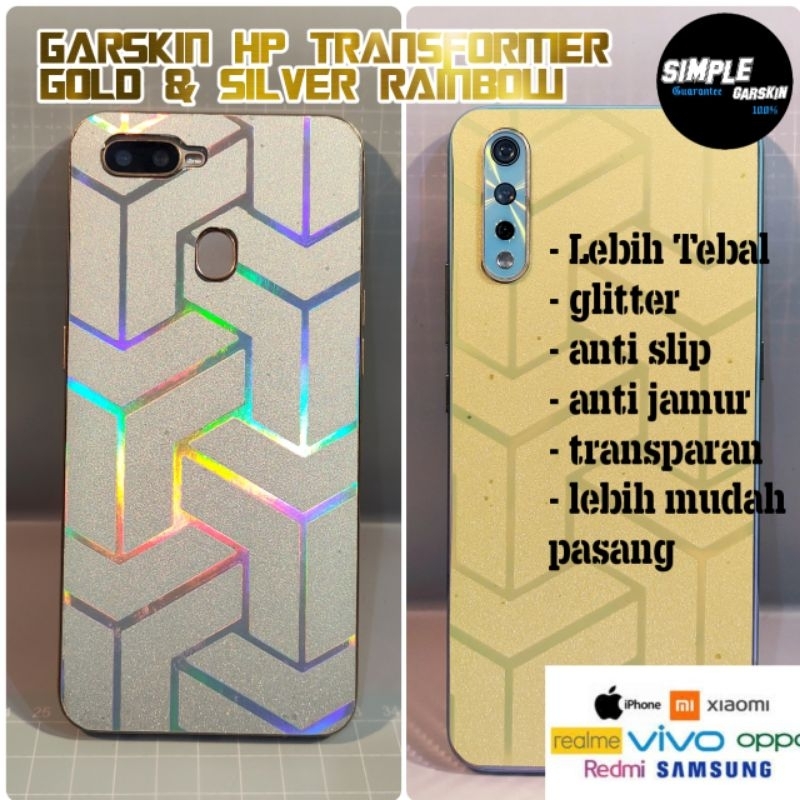 garskin hp anti jamur Transformers gold &amp; silver rainbow all merek type ready