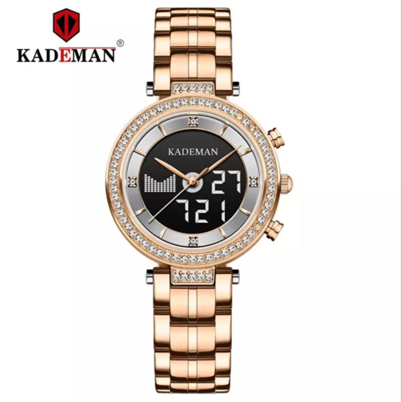 jam tangan kademan wanita K7015L double time Analog-Digital