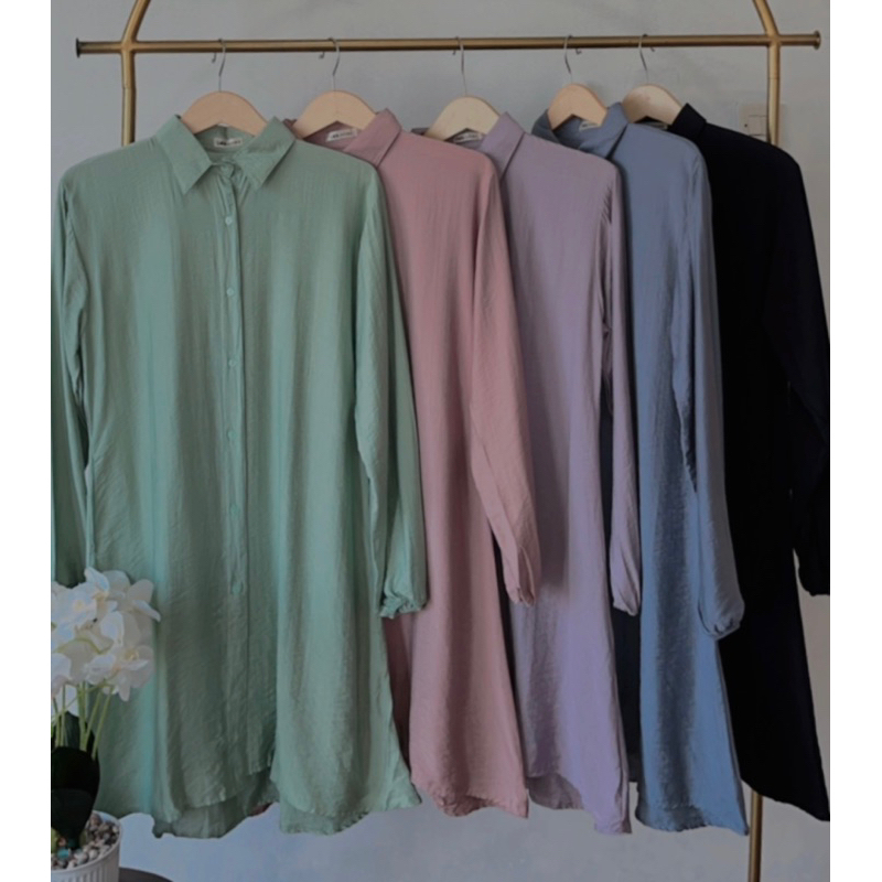 BEKKY TUNIK // TUNIK POLO LINEN KANCING BELAKANG