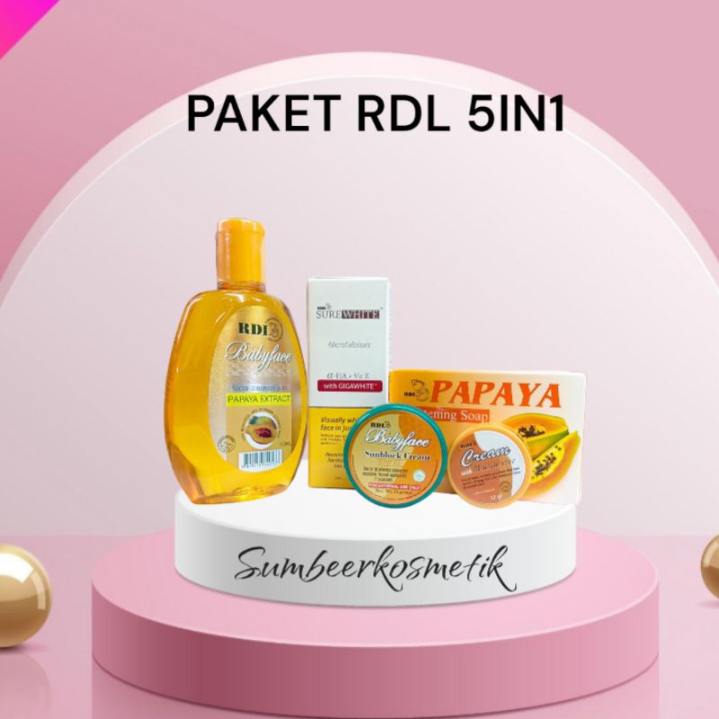 Paket Glowing Rdl Series 5in1 Sure White - Perawatan Wajah