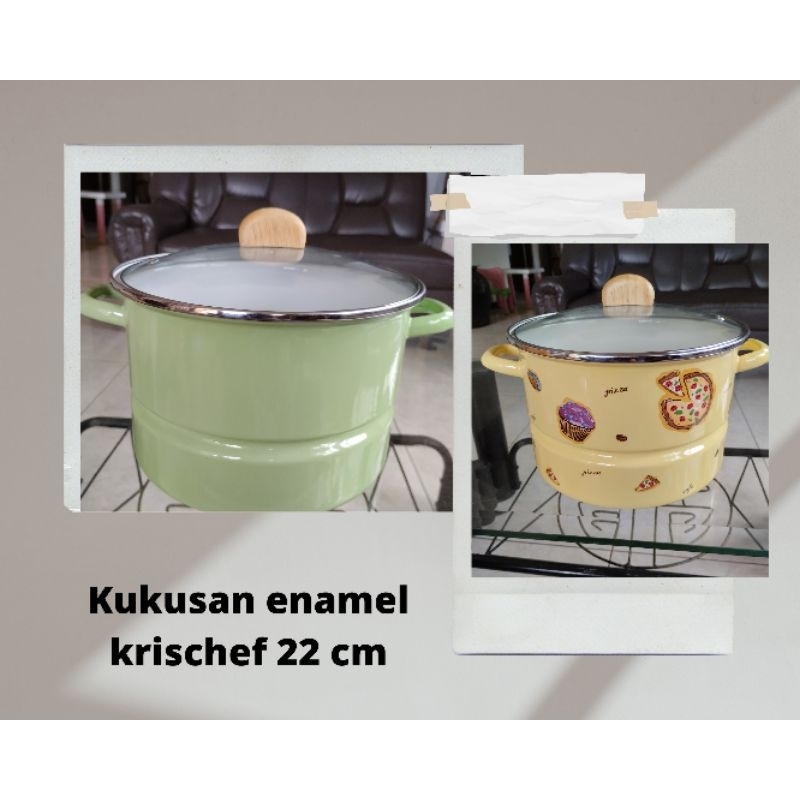 kukusan enamel krischef / steamer enamel / dandang enamel