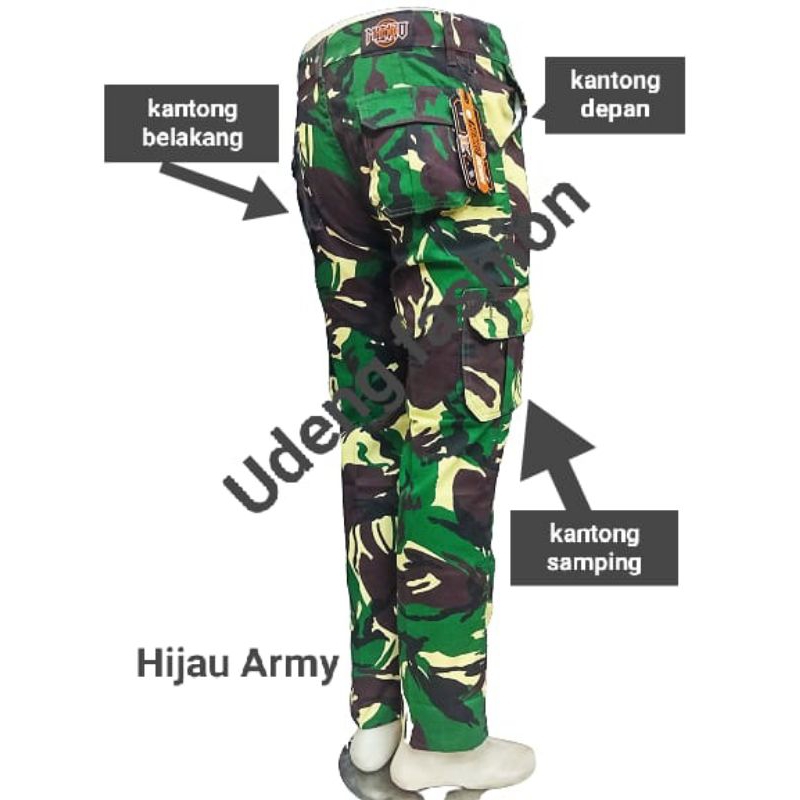 Celana panjang cargo loreng army