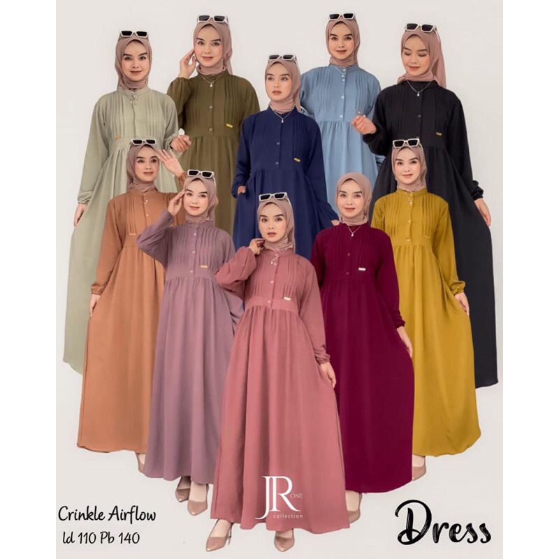 Gamis anggun elegan crincle JR ONE/ la grace/ Elisha