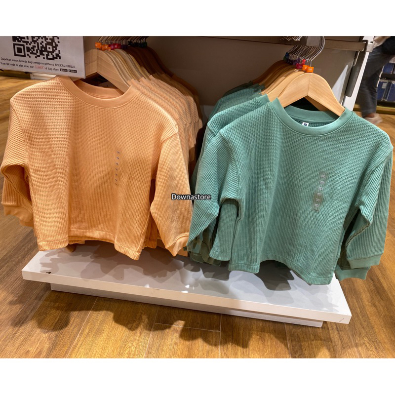 UNIQLO Tshirt Waffle lengan panjang anak