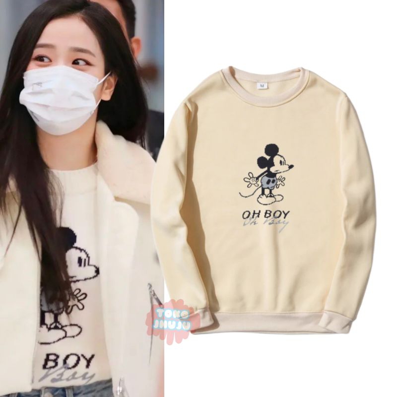 Sweater Jisoo BP Micckey Mouse Oh Boy