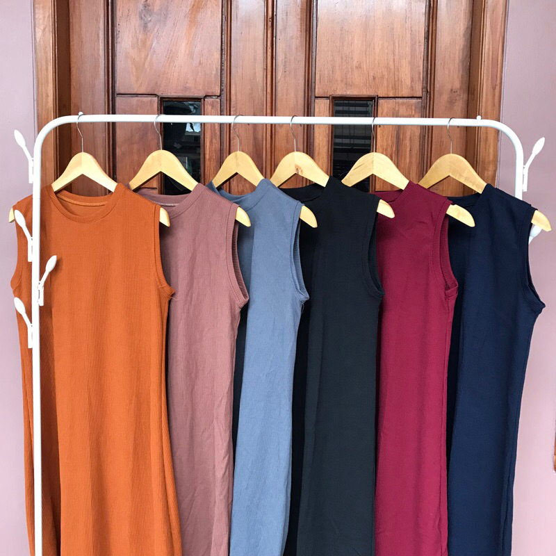 (COD) INNER DRESS  RAJUT BAHAN MAXI KNIT TEBAL / OVERALL KNIT / INNER DRESS KNIT TANPA LENGAN /INNER MURAH / DRESS MURAH /INNER TERLARIS / TERMURAH / TERBARU /TERLARIS /BISA BAYAR DI TEMPAT /SALE