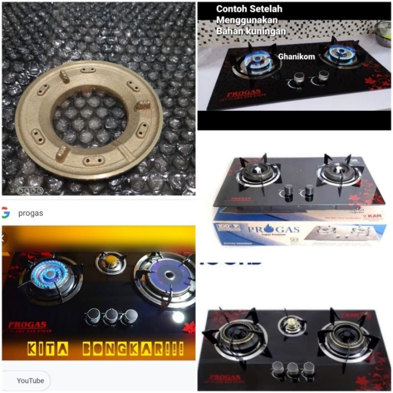 Burner kompor Tanam Progas - Kuningan Kompor Progas kaca- Sumbu kompor Tanam Progas