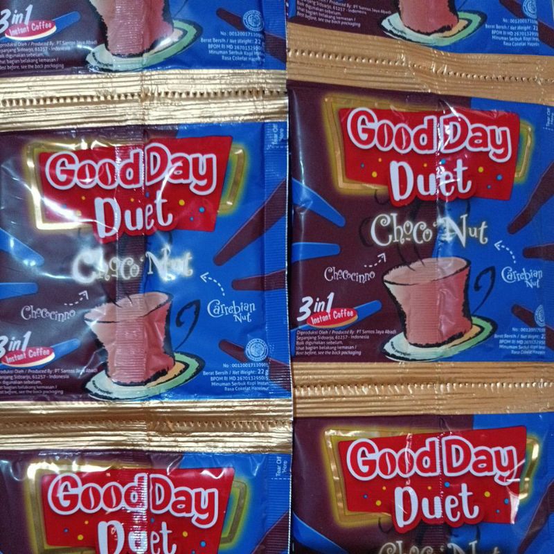 

KOPI BUBUK INSTAN GOOD DAY DUET CHOCO NUT 22g (10 bungkus/SERENTENG)