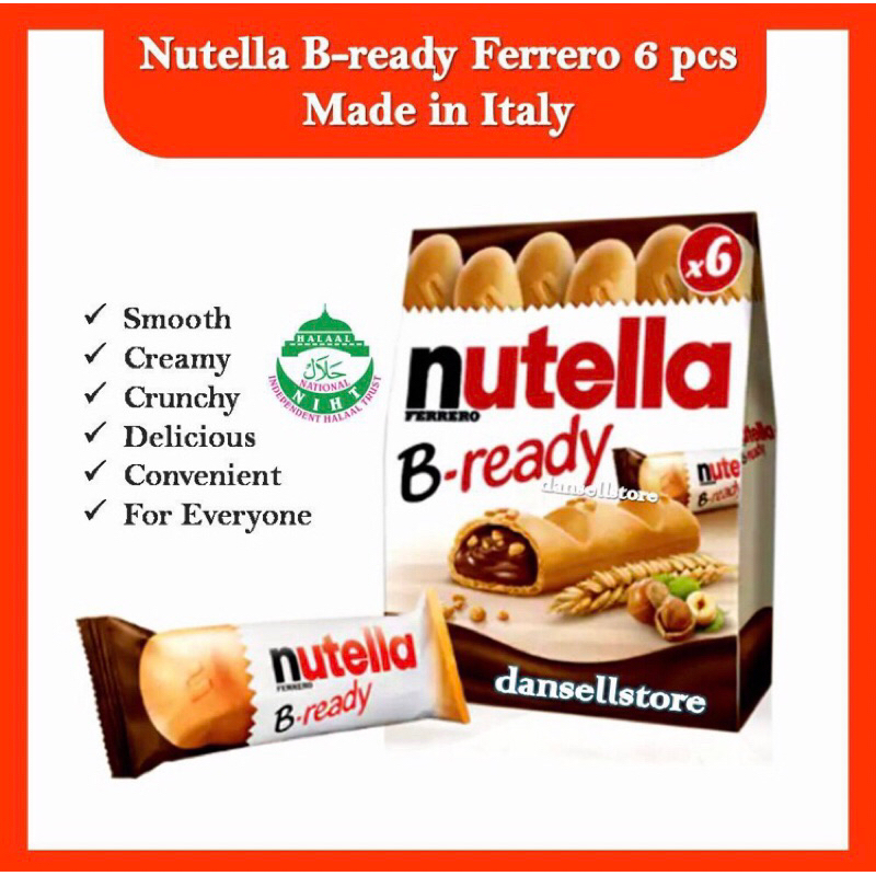 

Nutella B Ready Ferrero Wafer Coklat Kacang Hazelnut HALAL isi 6 bks exp 2025