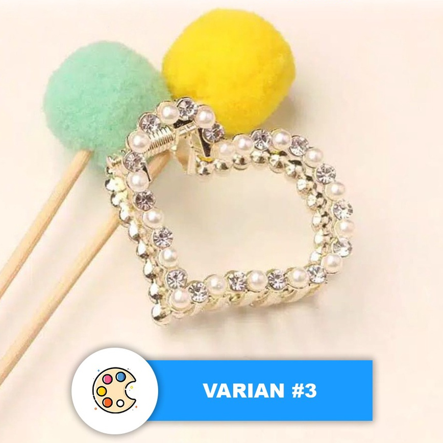 Jepit rambut korea Zamzam H46 Large Size Clip Pearl Hairpin Rhinestone Sweet Lovely keren