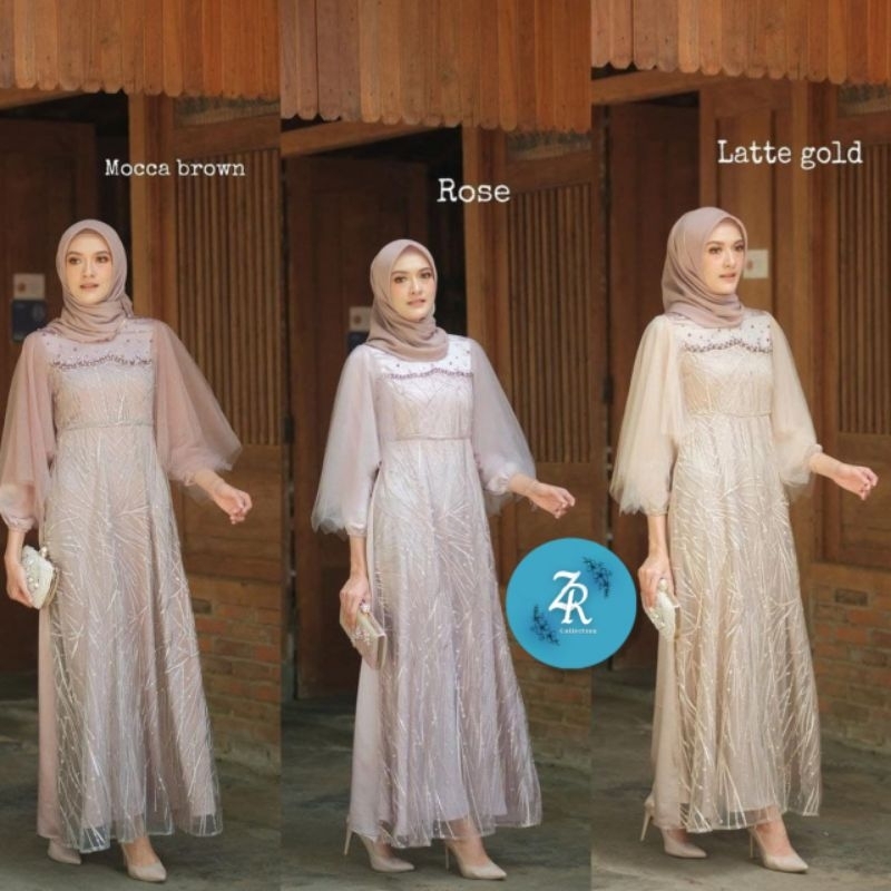Dress gamis modern brukat syar'i premium tunangan kondangan wisuda