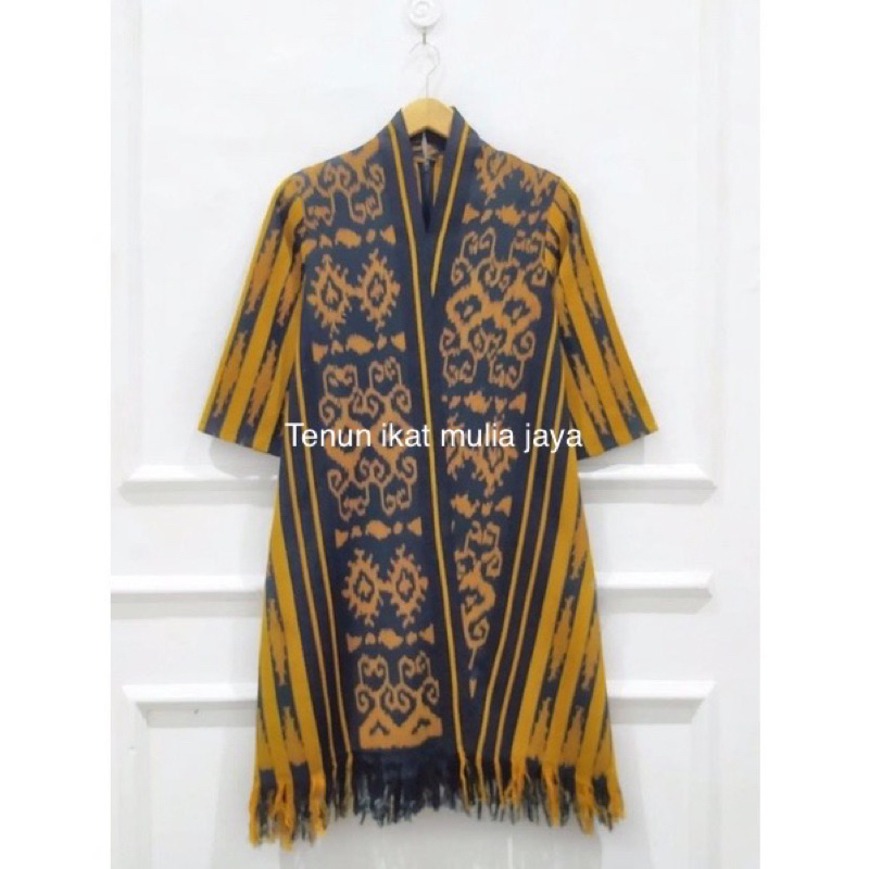 long outer cardigan batik tenun motif rote yellow premium