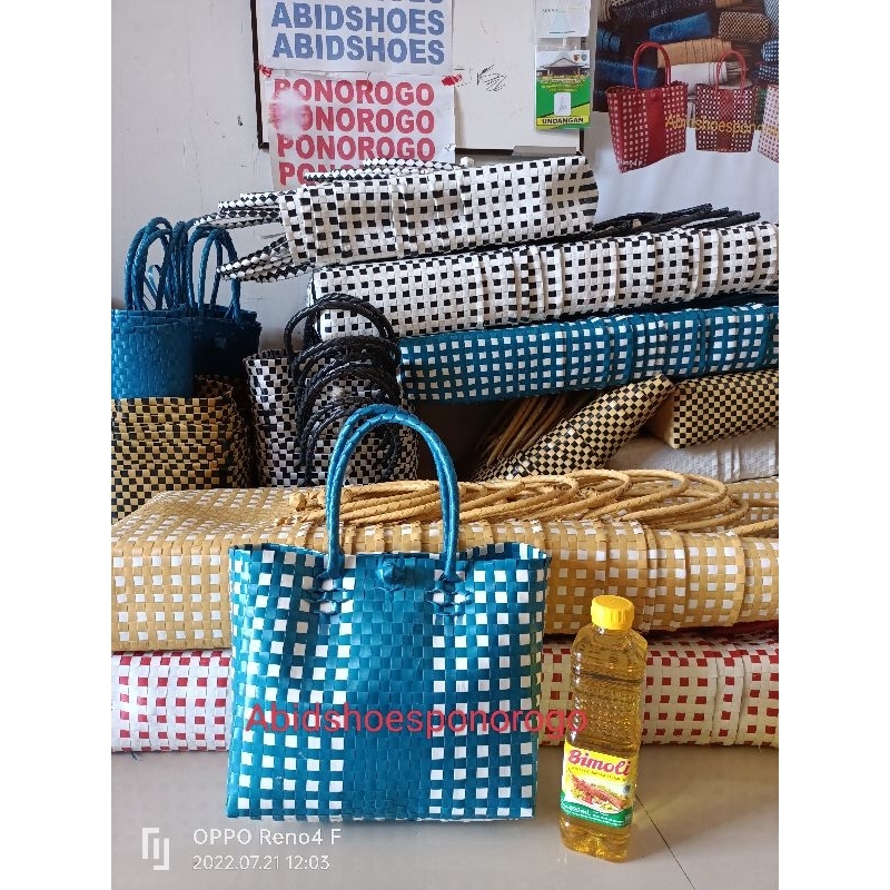 Tas anyaman plastik tas belanja parcel hampers souvenir 13x27