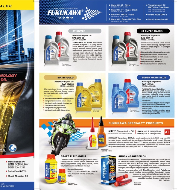 Oli Mesin Super 4T Black 10W-40 API SL/JASO MA 800 ml Fukukawa