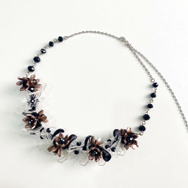 Kalung Hijab Mutiara Necklace Beads Kristal Premium Akesoris Hijab Pesta