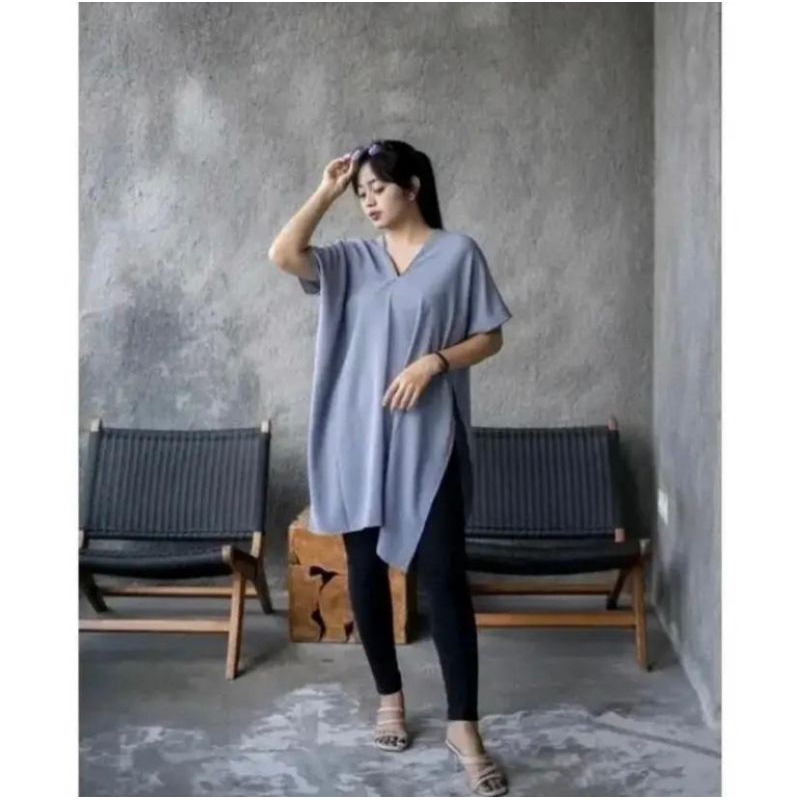 Atasan V-Neck Long Square Top Nagita Atasan Wanita