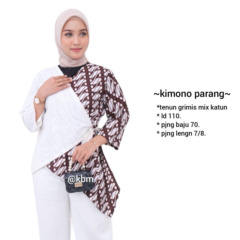blus kimono tenun dan katun batik solo kimono