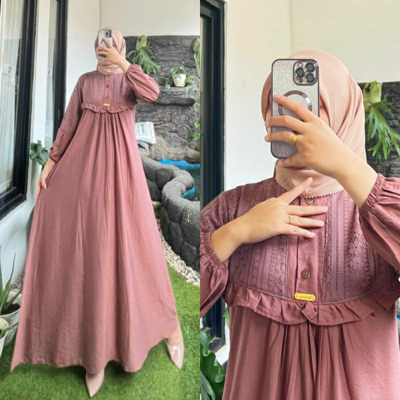 Gamis Maxy Brukat Malika Terbaru