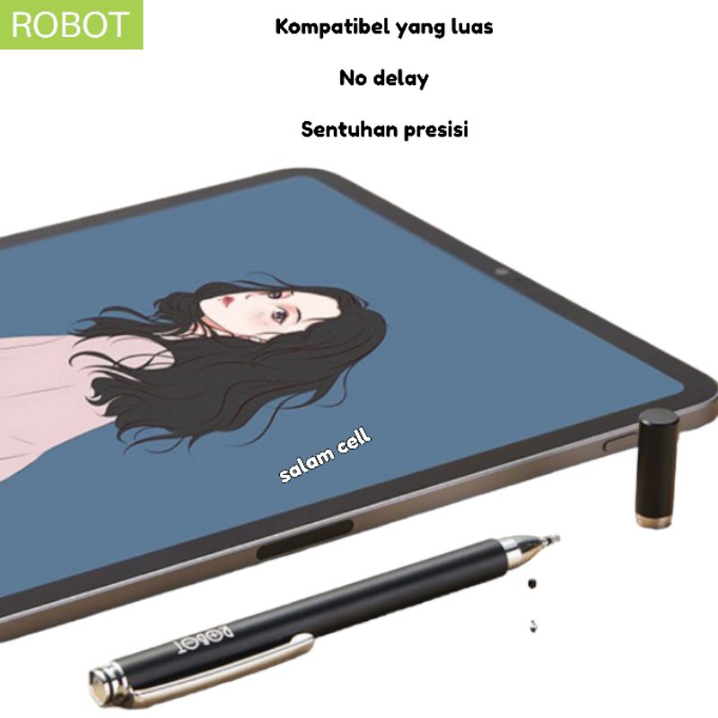 STYLUS PEN Robot RSP02 Universal 2 in 1 Capacitive for Mobile and Tablet PC ORIGINAL garansi Resmi