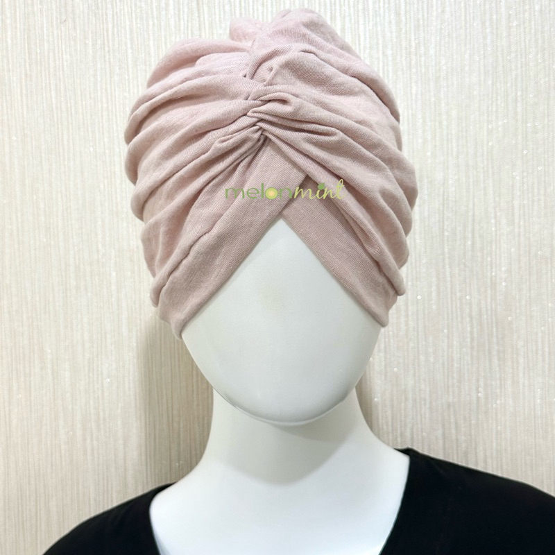 Melonmint Handmade Hijab Jilbab Turban Instan Warna Cream Krem Polos
