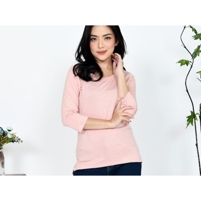 kaos lengan 3 4 wanita kaos lengan 7 8 wanita atasan wanita kaos wanita kaos polos O neck 3 4 / 7 8 
