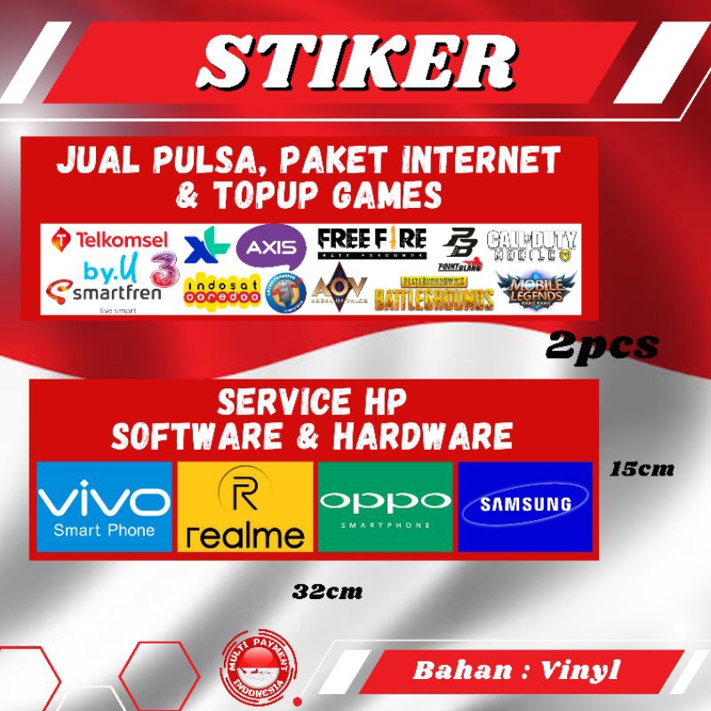 STIKER VINYL JUAL PULSA & SERVICE HP
