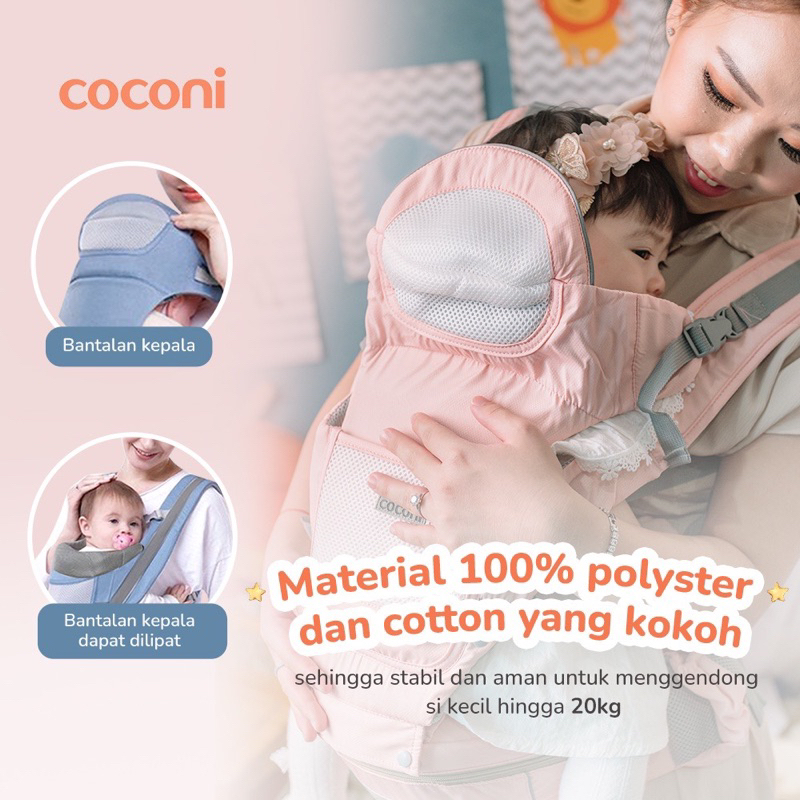 Coconi Breathable Hipseat Carrier 2in1 / Gendongan Bayi Depan