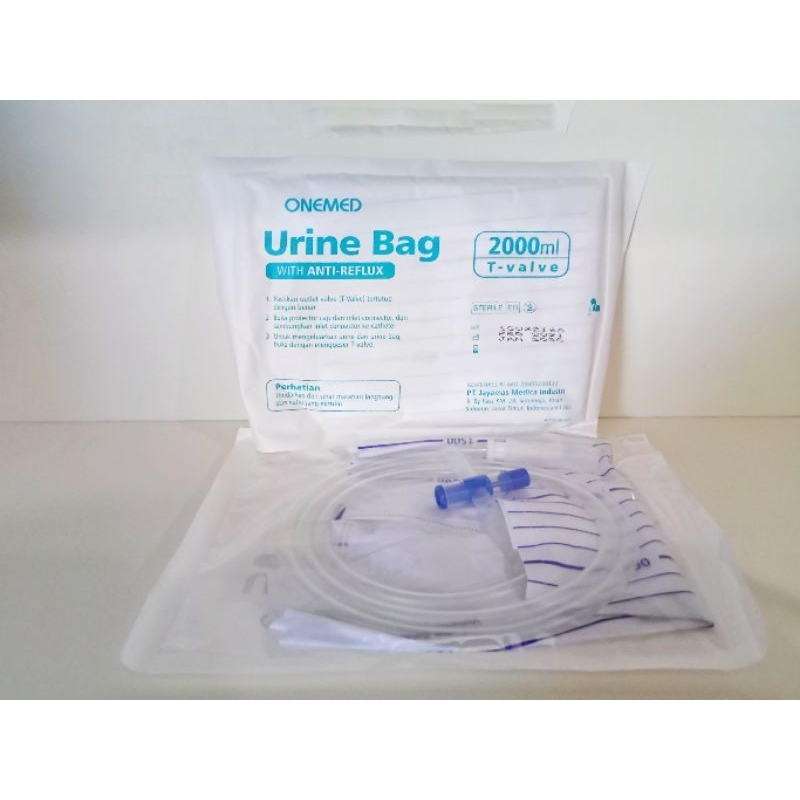 Urine Bag 2000 Ml T Valve Onemed Anti Reflux Kantong Urin / Pcs