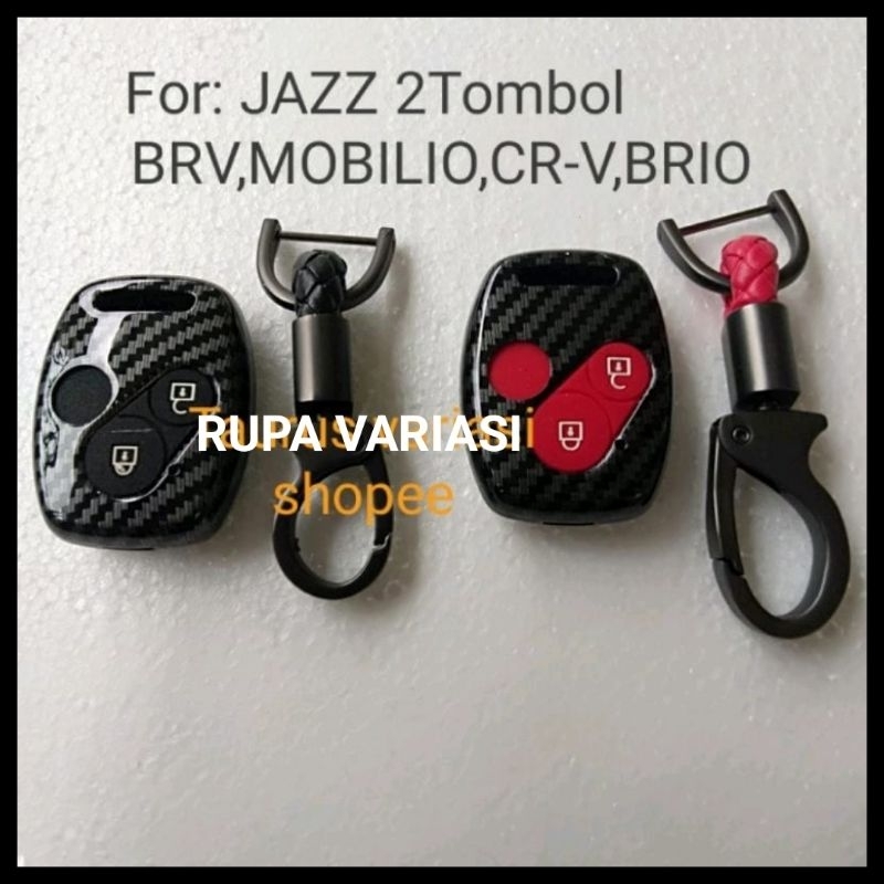 casing keras remot remote kunci mobil honda jazz lama mobilio brio city crv CR-V model 2 tombol motif carbon silikon merah hitam