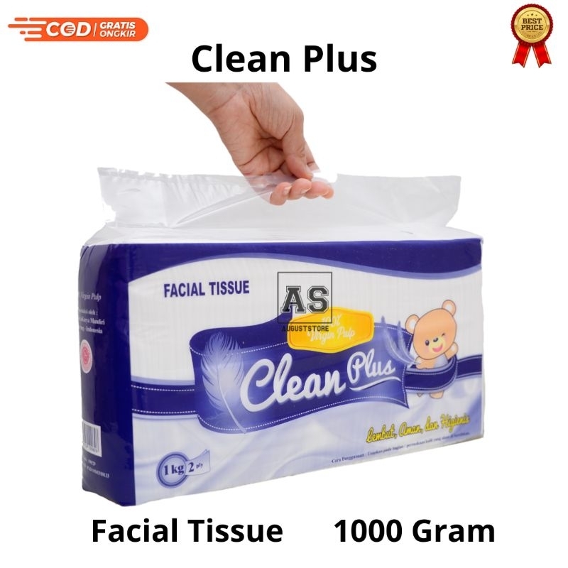 Tisu Tissue Facial Clean Plus 2 Ply 1000 Gram