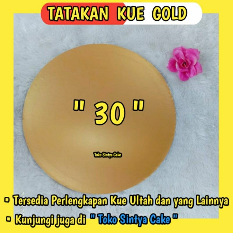 Tatakan Kue Gold Bulat 30 Cm / Alas Kue Ulang tahun Gold Premium