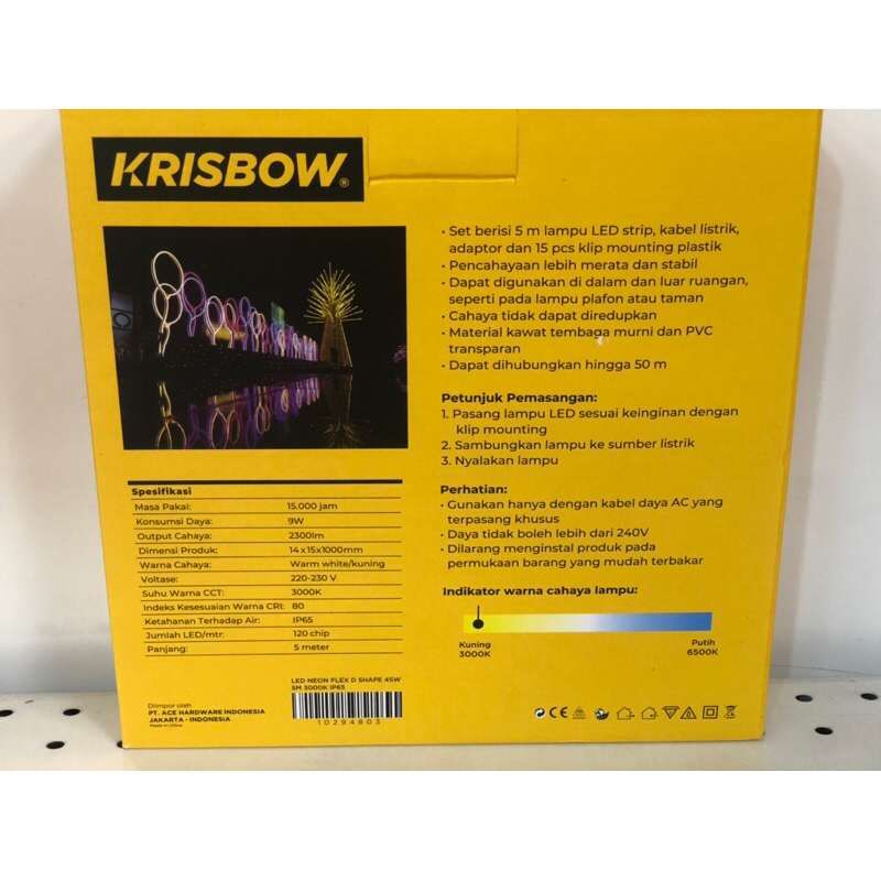 KRISBOW 5MTR LAMPU LED NEON FLEX 45W/ACE KRISBOW LED NEON FLEX D SHAPE 5M/LAMPU PLAFON/LAMPU TEMPEL/LAMPU KOLONG/ACE LAMPU LED OUTDOOR