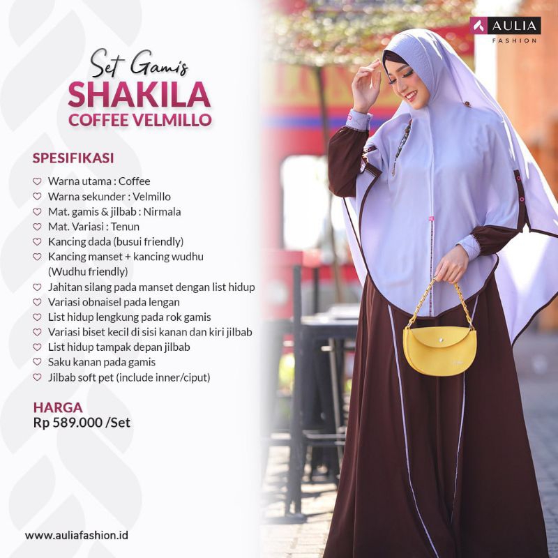 BAJU GAMIS AULIA FASHION TERBARU JUMBO COKLAT ABU SERAGAM COUPLE LEBARAN