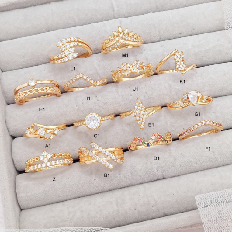 Cincin Wanita Cantik Elegan Dubai Batu Putih Lapis Emas Xuping - BR493