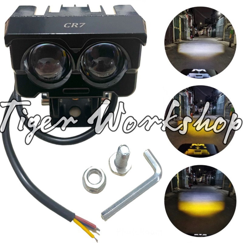 Lampu Tembak Laser 2 Mata Putih Sport Light Putih Kuning Universal Motor Mobil