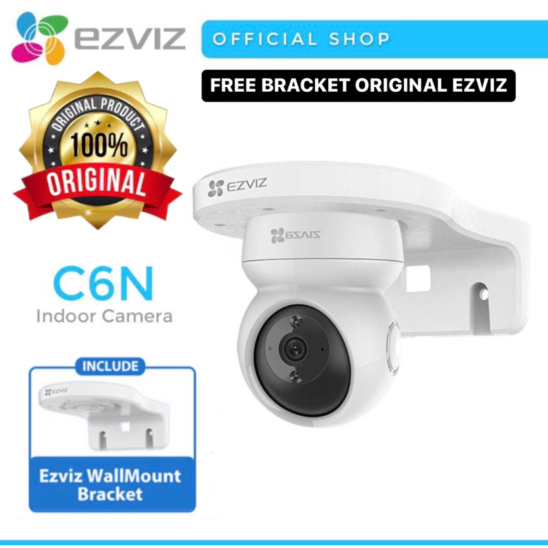 EZVIZ C6N 1080P Bundle Wall Mount  - Smart Wifi &amp; port RJ45 Pan &amp; Tilt Camera EZVIZ C6N 1080P WI-FI WIRELESS CAMERA CCTV Smart IP / FREE WALLMOUNT BERGARANSI RESMI 1 TAHUN