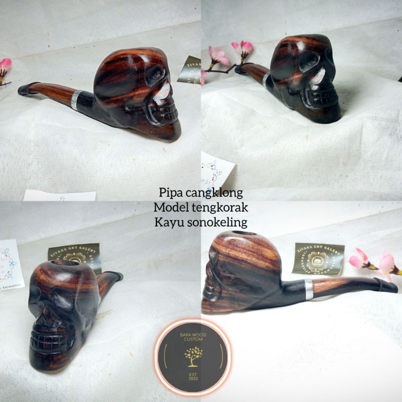 pipa cangklong / cangklong  model tengkorak kayu sonokeling