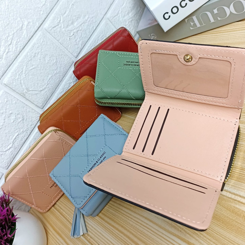 AND / COD / Dompet Lipat Wanita Import Dompet Kartu Koin Cewek Murah Dompet Lipat Anak Perempuan Polos Dompet Wanita D80