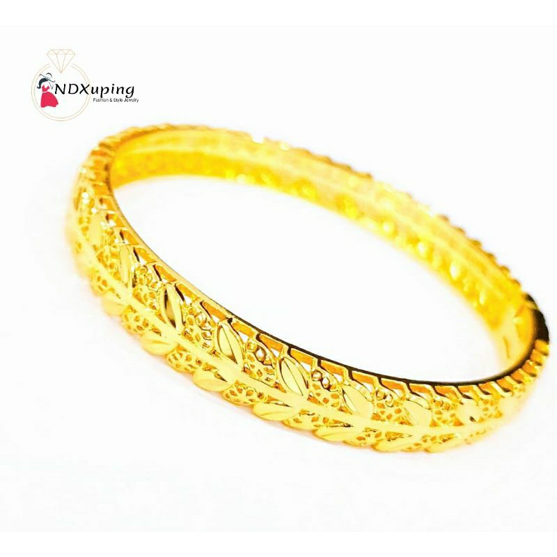 Gelang Tangan Gold Dewasa Motif Daun Fashion Xuping Cantik Dan Simple N15022301