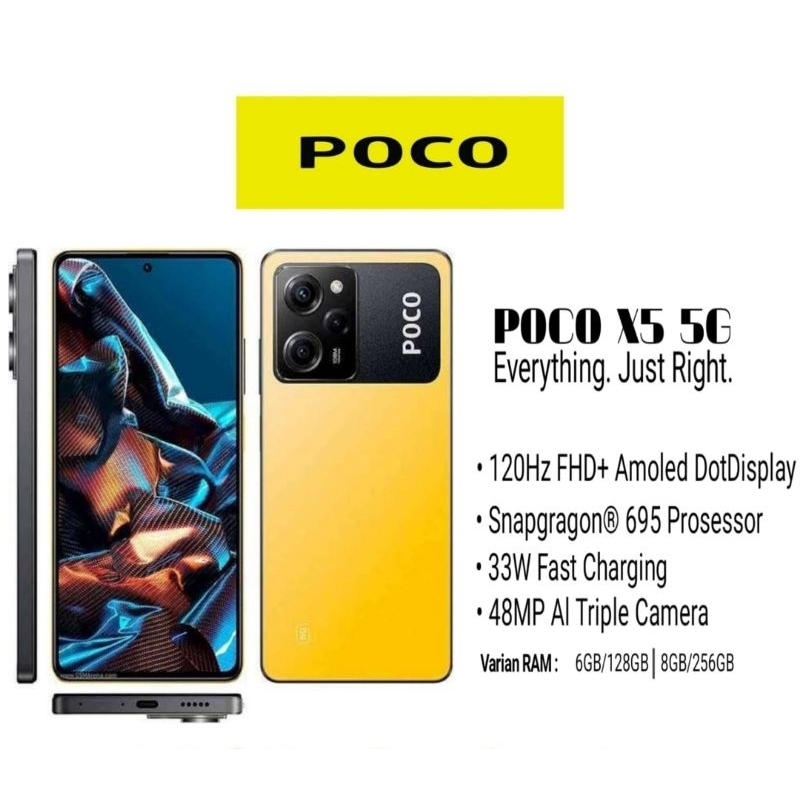 POCO X5 5G NFC SNAPDRAGON 695(6+128) (8+256) Garansi Resmi
