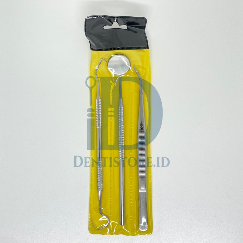 Alat Standart Dental Diagnostic Diagnostik Kit Set Pembersih Karang Gigi Isi 3 Standar Kaca Mulut Pi
