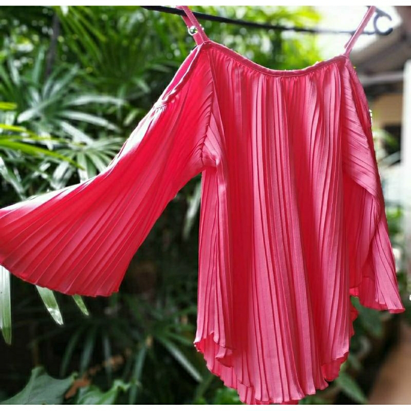 Kemeja Plisket Premium Pink/Atasan Plisket/Blouse Plisket/Atasan Pink