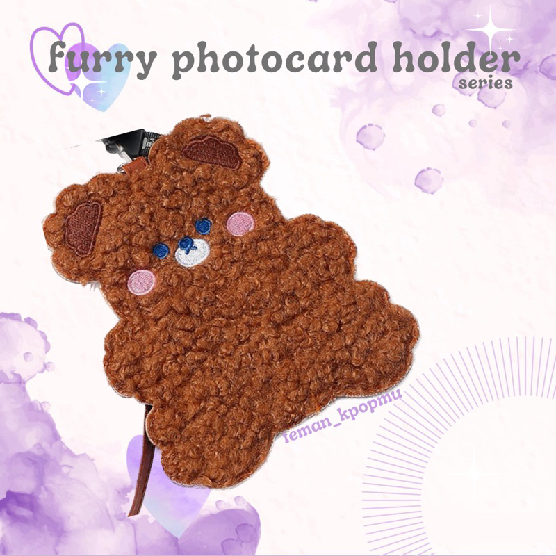 Furry Photocard Holder Flush PC Holder Bear Cute Photocard Holder Frame Motif ID Card - Tempat Foto 